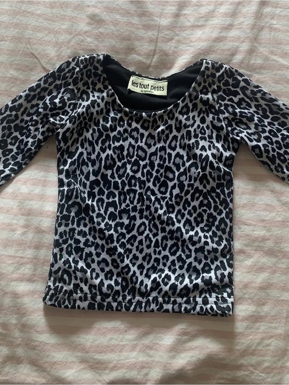 Les Tout Petits Black & White Leopard Long Sleeve Top for Kids